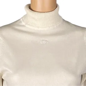 GIVENCHY Sport Vintage 70s Ivory GG Logo Turtleneck Sweater Zipper FLAW Small? thumbnail 3