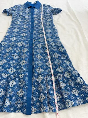 Solitaire Blue Embroidered Button Front Midi Dress M thumbnail 12