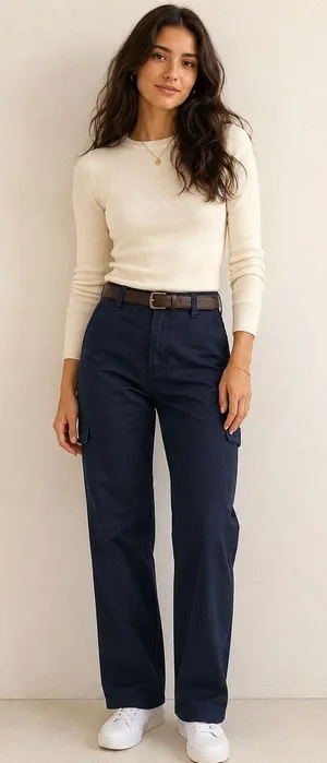 Aritzia TNA Navy Blue Utility Pants 100% Cotton Size 2 thumbnail 1