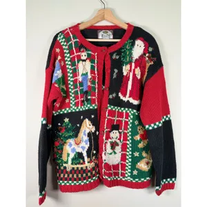 Tiara International Vintage‎ 1998 Christmas Cardigan Sweater Nutcracker Santa L thumbnail 2