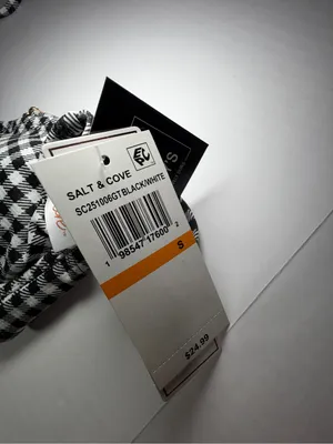 Salt + Cove Black and White Gingham Bikini Top - Small thumbnail 2