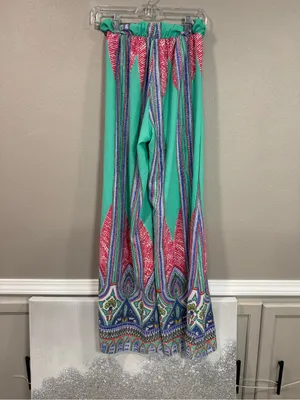 Tyche Bright Pink Top with Green & Multicolor Printed Wide-Leg Pants thumbnail 6