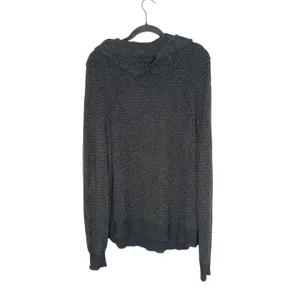 Free People Cowl Neck Sweater Womens Medium Charcoal Gray Excellent Knit Boho thumbnail 4