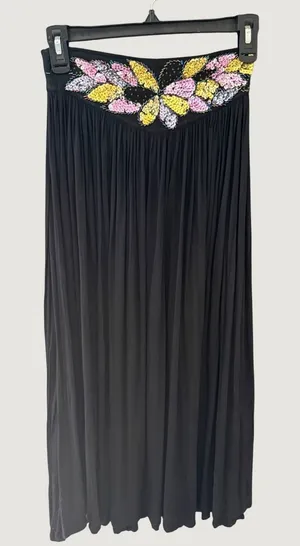 Jane Ashley Vintage Y2k Black Sequin Butterfly Maxi Skirt Womens Small Fairy thumbnail 1