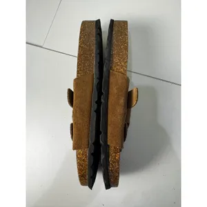 Mootsies Tootsies Sandals Womens 9 Brown Suede‎ Double Buckle Slide Cork Boho thumbnail 4