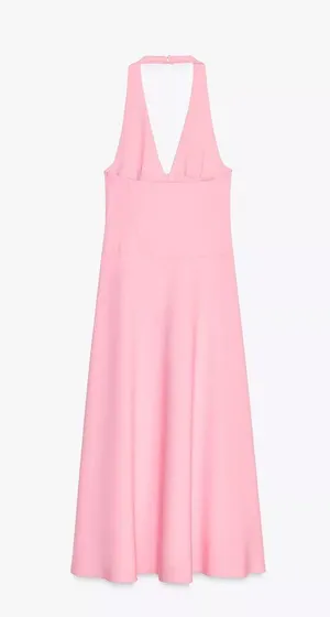 Zara Pink Backless Halter Dress wedding maxi long evening party coctail thumbnail 17