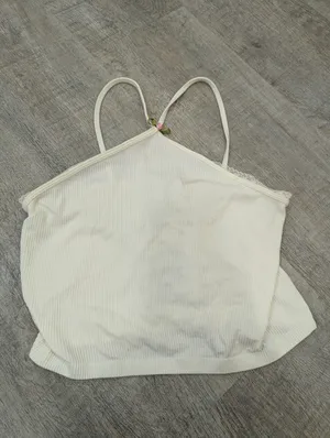 NWT Bershka Cream Halterneck Tank Top Size Large thumbnail 2