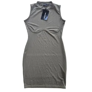 PrettyLittleThing 23Y NWT Khaki Rib Underbust‎ Detail Bodycon Mini Dress Size 6 thumbnail 2