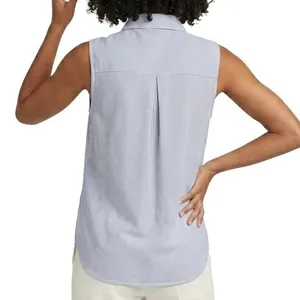 H&M Women’s Blue White Striped Sleeveless Button Front Blouse Size 12 thumbnail 2