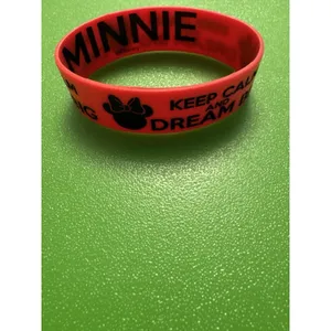 Keep Calm and Dream Big Minnie Bracelet Red Rubber Black thumbnail 3