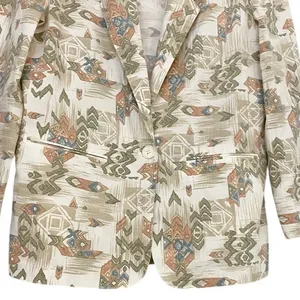 Alfred Dunner‎ Vintage Southwestern Geometric Print Blazer Tan Green Small USA thumbnail 4