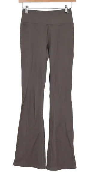 Unbranded Charcoal Gray Ribbed Flare Yoga Pants High Waisted Leggings Small thumbnail 1