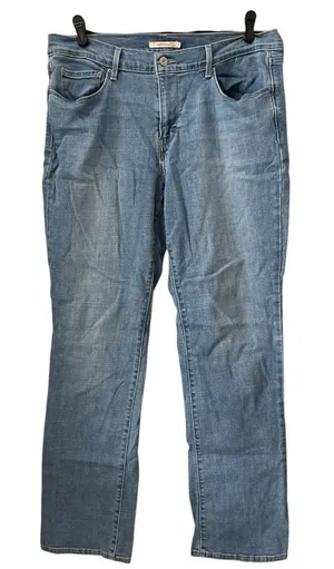 Levi's 505 Straight Leg Women's size 14‎ Regular Wash Blue Denim Jeans W34 L42 thumbnail 1