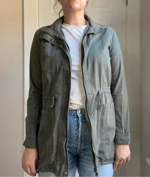 Green utility military jacket size S lightweight thumbnail 2