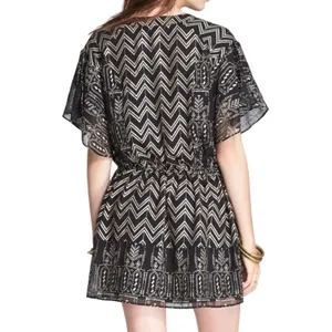 Free People Love Your Chaos Mini Tunic Dress Black Metallic Size Medium Boho thumbnail 2