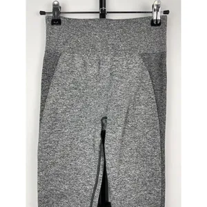 Gymshark Charcoal Marl Flex High‎ Waisted Pink Spell Out Logo Leggings Sz Small thumbnail 2