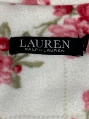 Lauren Ralph Lauren Cream Pajama Top with Pink Floral Print thumbnail 3