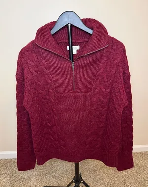 Natural Reflections‎ Burgundy Knit Top with Label Detail- Small thumbnail 1