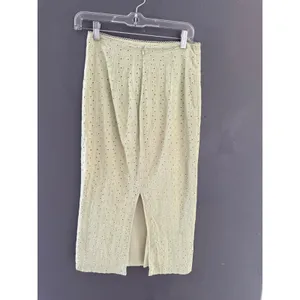 Altar'd State Sage Green Floral Eyelet Midi Skirt Scalloped Waist Small thumbnail 3