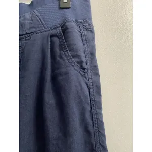 Athleta Linen Reverie Pants Sz 2 Navy Blue Drawstring Elastic Waist Wide Leg thumbnail 12