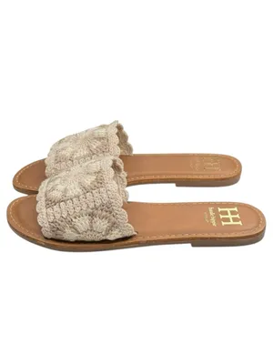 new Haute Hippie ✌︎︎ Rianne Crochet Mandala Flat Sandals Slides ✌︎︎ Cream ✌︎︎ 7M thumbnail 6