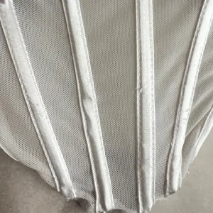 White Satin Corset Bridal‎ Top Romantic Bride Vintage Inspired Glam Medium thumbnail 7