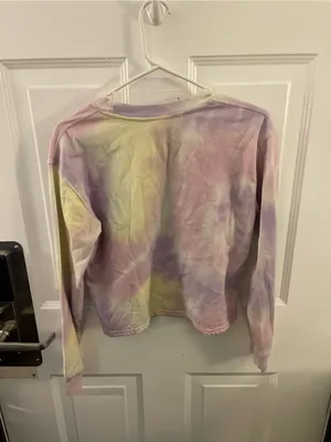Peanuts, Charlie Brown, Snoopy Tie-Dye "ROCK" Graphic Pastel Sweatshirt - Sz S thumbnail 2