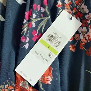 Calvin Klein Navy Blue Floral Chiffon High Low‎ Maxi Dress 4 NWT Wedding Guest thumbnail 7