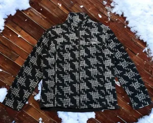 Columbia West Bend Full Zip Fuzzy Sherpa Jacket Black Gray Frosted checkered M thumbnail 1