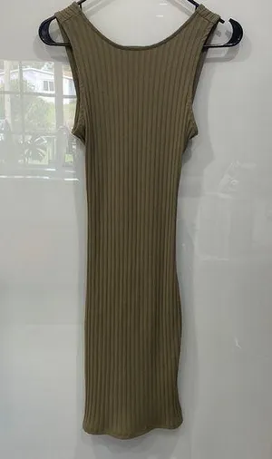 Dark Green Bodycon Stretchy Sleeveless Y2K Dress F21 Sz M thumbnail 1