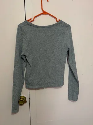 90 Degree By Reflex Heather Gray Square Neck Long Sleeve Tee thumbnail 3