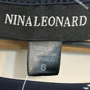 Nina Leonard White &Navy Abstract A Line‎ Midi Dress Sz Small thumbnail 5