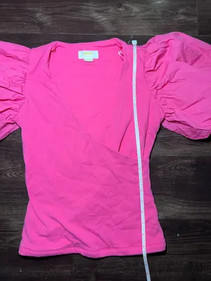 Maeve by Anthropologie Puff sleeve Wrap Pink Blouse Size XXS thumbnail 5