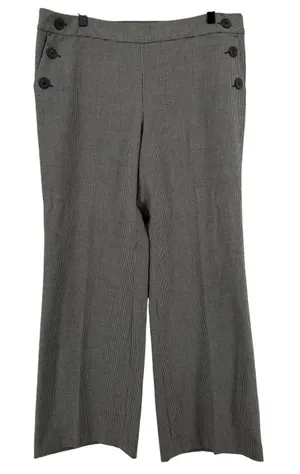 Ann Taylor Loft Marisa Houndstooth Wide Leg Trouser‎ Pants Black White Women 14 thumbnail 1