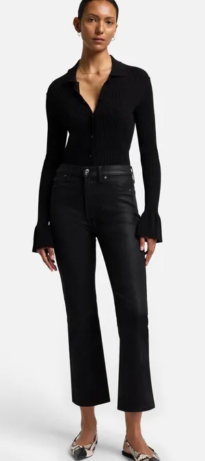 7 For All Mankind High-Waist Slim Kick Coated Jeans Black Sz 24 NWT thumbnail 1
