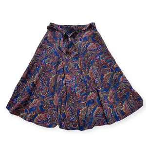 Modcloth Navy Paisley Sash-Tie A-Line Skirt Pockets Size M. thumbnail 2