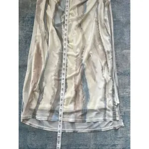 Open Edit Ivory Seafoam Swirl Ruched Side Slit Mesh Maxi Skirt XL thumbnail 7