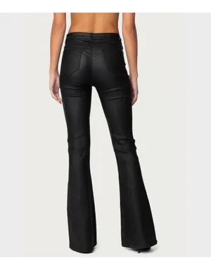 Edikted Faux Luna Leather Flare Pants thumbnail 3