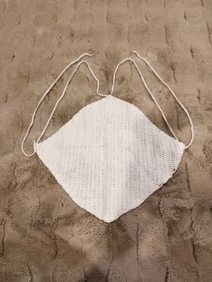 Crochet Top Rhombus Diamond Tie Back Backless Boho Beach Vacation Swim Cover Up thumbnail 2