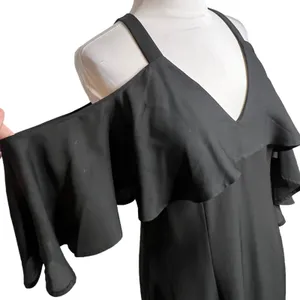Jay By JAY GODFREY Black Flutter‎ Chiffon Overlay Cold Shoulder Naomi Gown Dress thumbnail 5