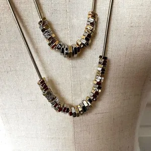 Chico’s gold tone washer beads double strand long necklace thumbnail 3