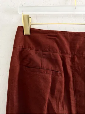 Anthropologie Wide Leg High Waist Linen Pant Button Leg Detail Size 4 thumbnail 6