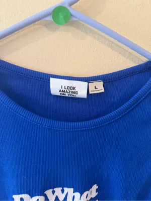 University Tees Do What Makes You Happy Blue Ribbed Tank Top thumbnail 3