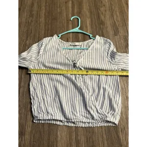 Hollister Coastal Striped Stripe Long Sleeve‎ Cross Over Crop Top Women's Size S thumbnail 8