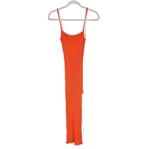 Solid & Striped Womens Sz S Orange Kimberly Rib Knit Tank Midi Dress Side Slit thumbnail 3