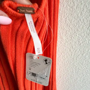 New Free People Cherie Tie Back Knit Mini Dress Size Medium Orange Red thumbnail 5