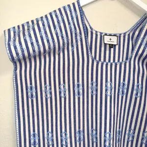 Tuckernuck Sullivan Embroidered Canvas Caftan sz M Blue Stripe Mini Swim‎ Cover thumbnail 7
