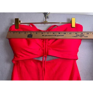 Time and Tru Pink Ribbed Cutout One Piece Swimsuit Medium 8-10 NWT thumbnail 6