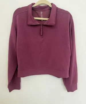 Simply Southern Rose Plum Half-Zip Pullover Women size Large thumbnail 1