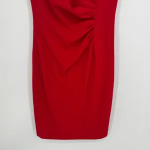 Calvin Klein Sheath Dress 4 Red Sleeveless Ruched Cocktail Party Wedding Guest thumbnail 4